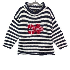 American South Side Lobster Sweater Kids 6 Alpaca Wool Blend‎ Striped Hand Knit